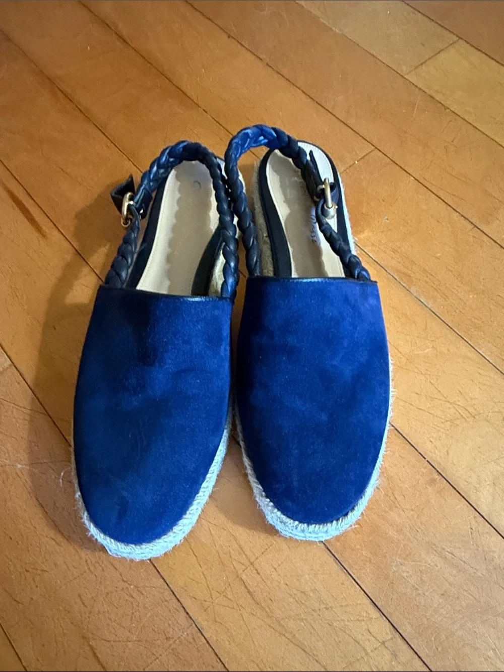 Gianvito Rossi Navy Braided Slingback Espadrilles